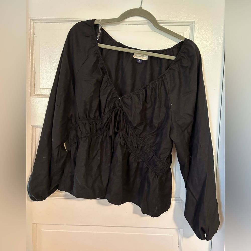 Universal Thread Puff Long Sleeve tie Front Blouse